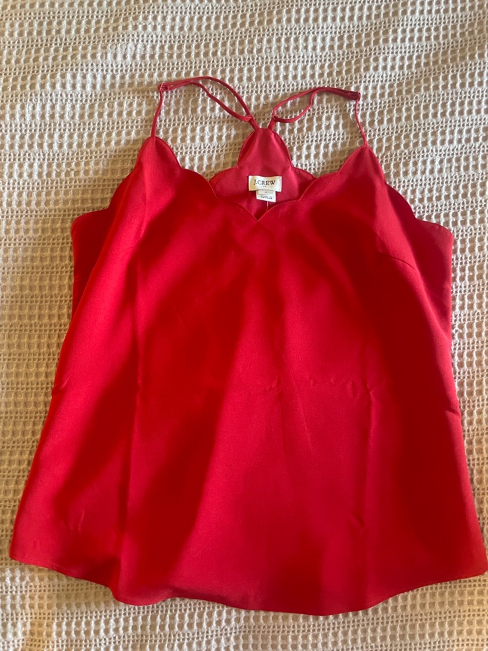 J. Crew Red Scalloped V-Neck Camisole